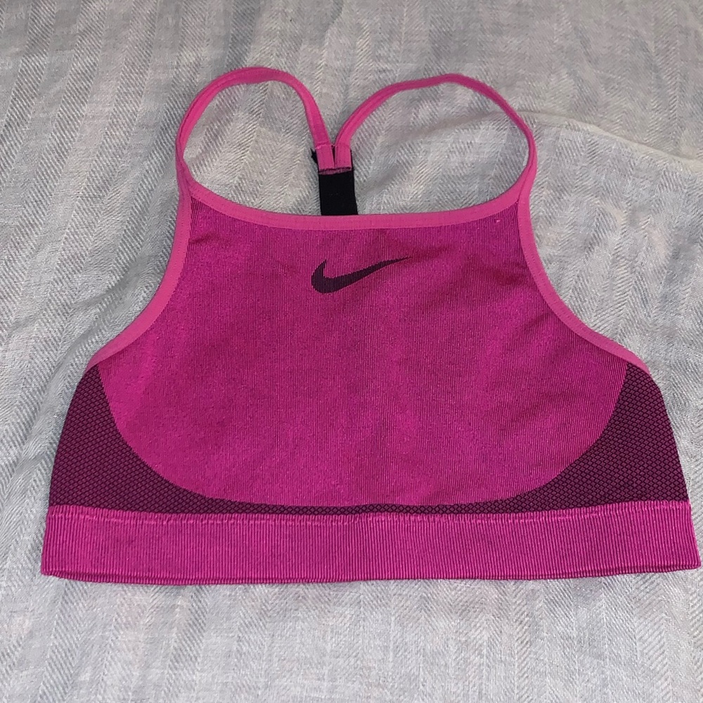 Pink Nike sports bra